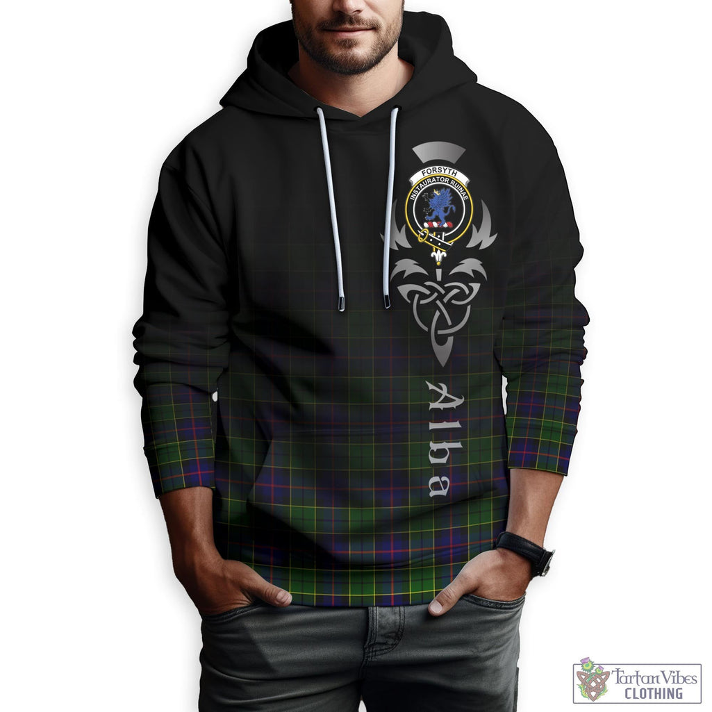 Tartan Vibes Clothing Forsyth Modern Tartan Hoodie Featuring Alba Gu Brath Family Crest Celtic Inspired