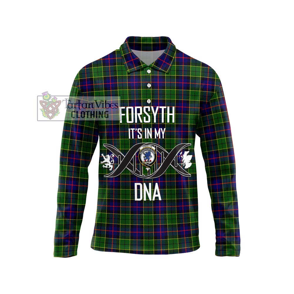 Forsyth Modern Tartan Long Sleeve Polo Shirt with Family Crest DNA In Me Style Unisex - Tartanvibesclothing Shop