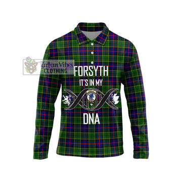 Forsyth Modern Tartan Long Sleeve Polo Shirt with Family Crest DNA In Me Style