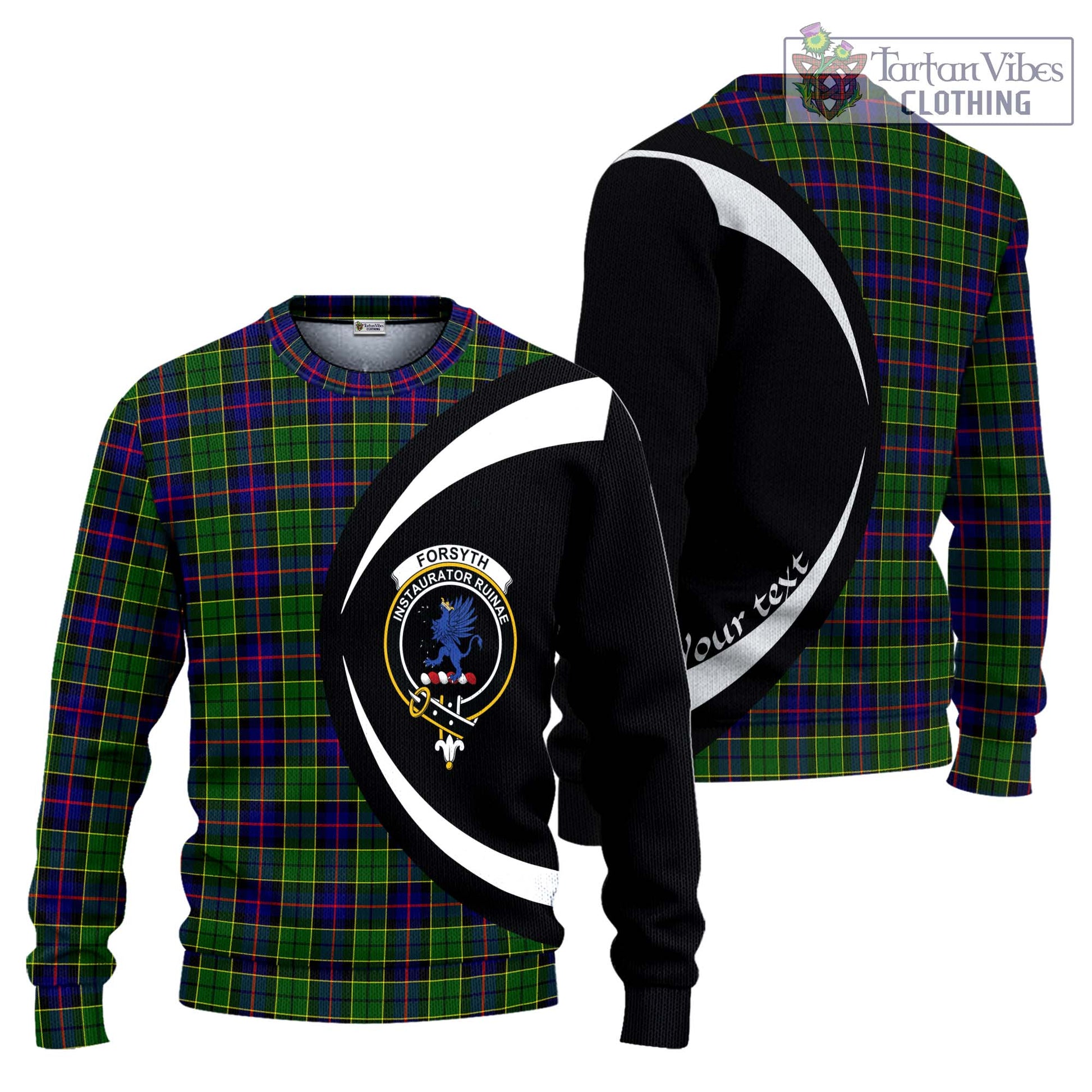 Forsyth Modern Tartan Ugly Sweater with Family Crest Circle Style Unisex - Tartan Vibes Clothing