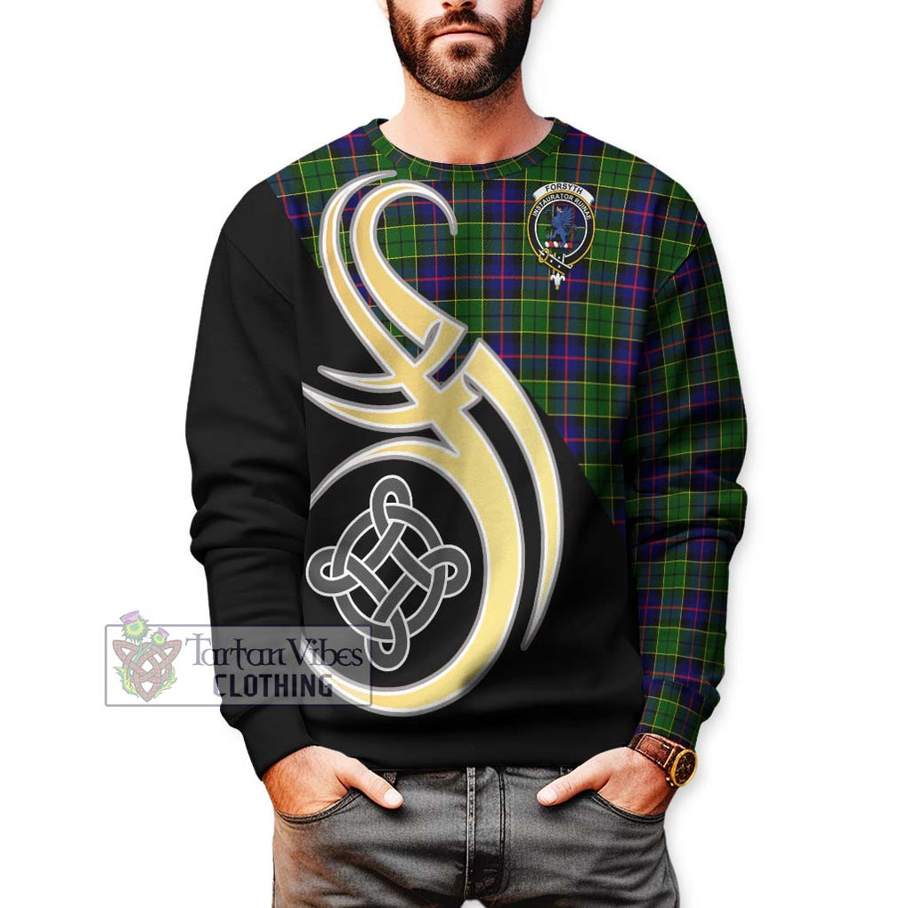 Forsyth Modern Tartan Sweatshirt with Family Crest and Celtic Symbol Style Unisex - Tartan Vibes Clothing