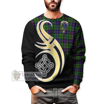 Forsyth Modern Tartan Sweatshirt with Family Crest and Celtic Symbol Style