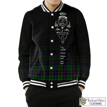 Forsyth Modern Tartan Baseball Jacket Featuring Alba Gu Brath Family Crest Celtic Inspired