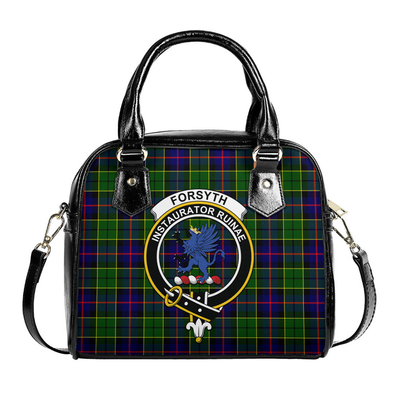 Forsyth Modern Tartan Shoulder Handbags with Family Crest One Size 6*25*22 cm - Tartanvibesclothing