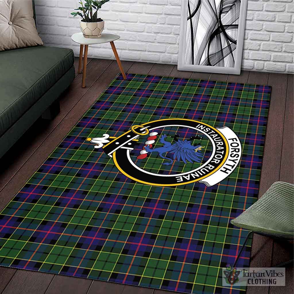 Tartan Vibes Clothing Forsyth Modern Tartan Area Rug with Family Crest