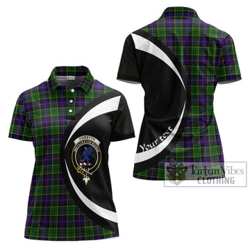 Forsyth Modern Tartan Women's Polo Shirt with Family Crest Circle Style