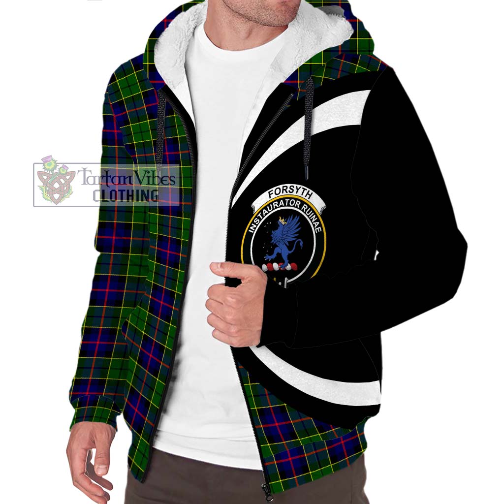 Forsyth Modern Tartan Sherpa Hoodie with Family Crest Circle Style Unisex S - Tartan Vibes Clothing