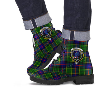 Forsyth Modern Tartan Leather Boots with Family Crest