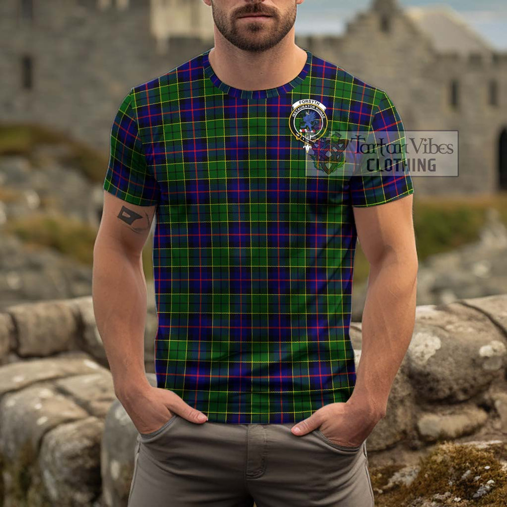 Forsyth Modern Tartan Cotton T-Shirt with Family Crest Men's Shirt - Tartanvibesclothing Shop