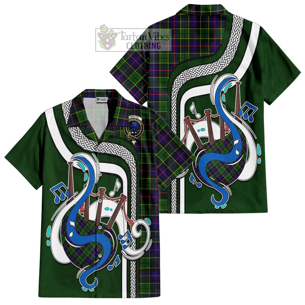 Forsyth Modern Tartan Short Sleeve Button Shirt with Epic Bagpipe Style Kid - Tartanvibesclothing Shop