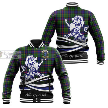 Forsyth Modern Tartan Baseball Jacket with Alba Gu Brath Regal Lion Emblem