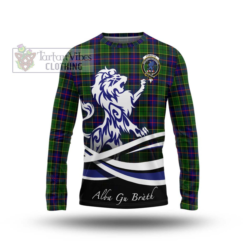 Forsyth Modern Tartan Long Sleeve T-Shirt with Alba Gu Brath Regal Lion Emblem Unisex - Tartanvibesclothing Shop