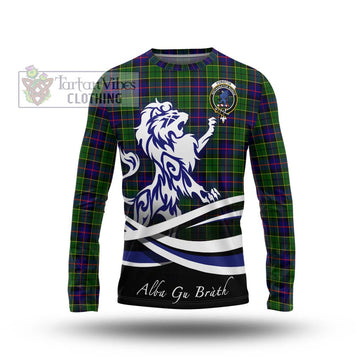 Forsyth Modern Tartan Long Sleeve T-Shirt with Alba Gu Brath Regal Lion Emblem