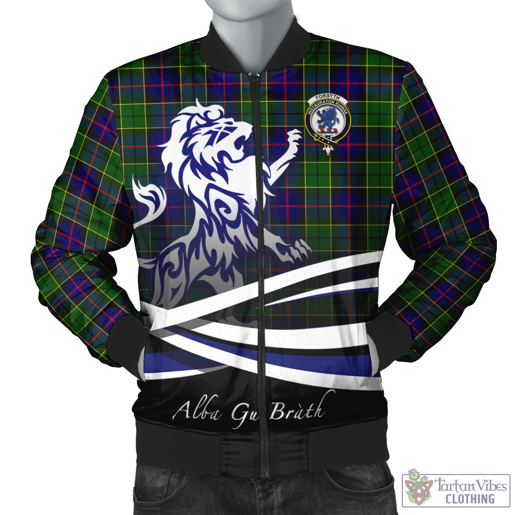 Tartan Vibes Clothing Forsyth Modern Tartan Bomber Jacket with Alba Gu Brath Regal Lion Emblem