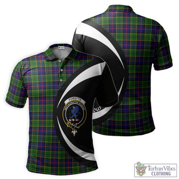 Forsyth Modern Tartan Men's Polo Shirt with Family Crest Circle Style