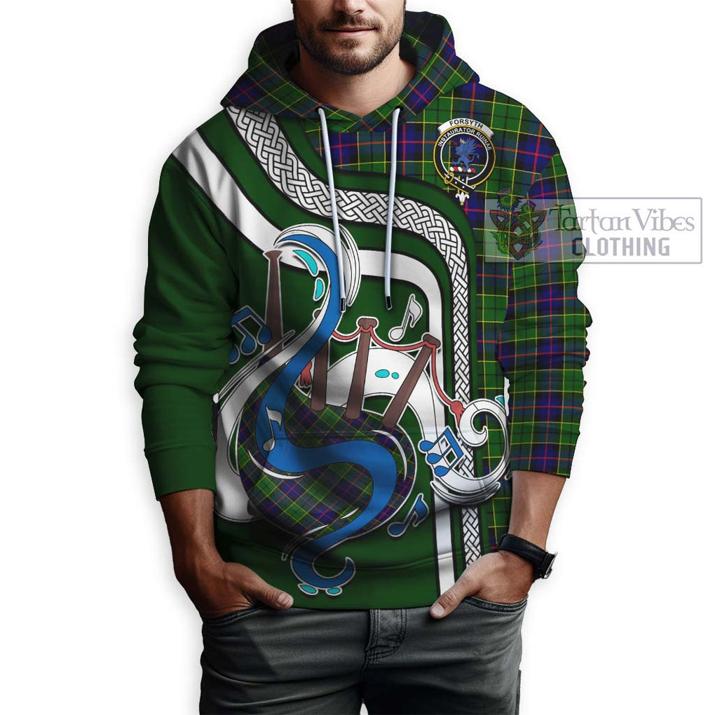 Forsyth Modern Tartan Hoodie with Epic Bagpipe Style Zip Hoodie - Tartanvibesclothing Shop