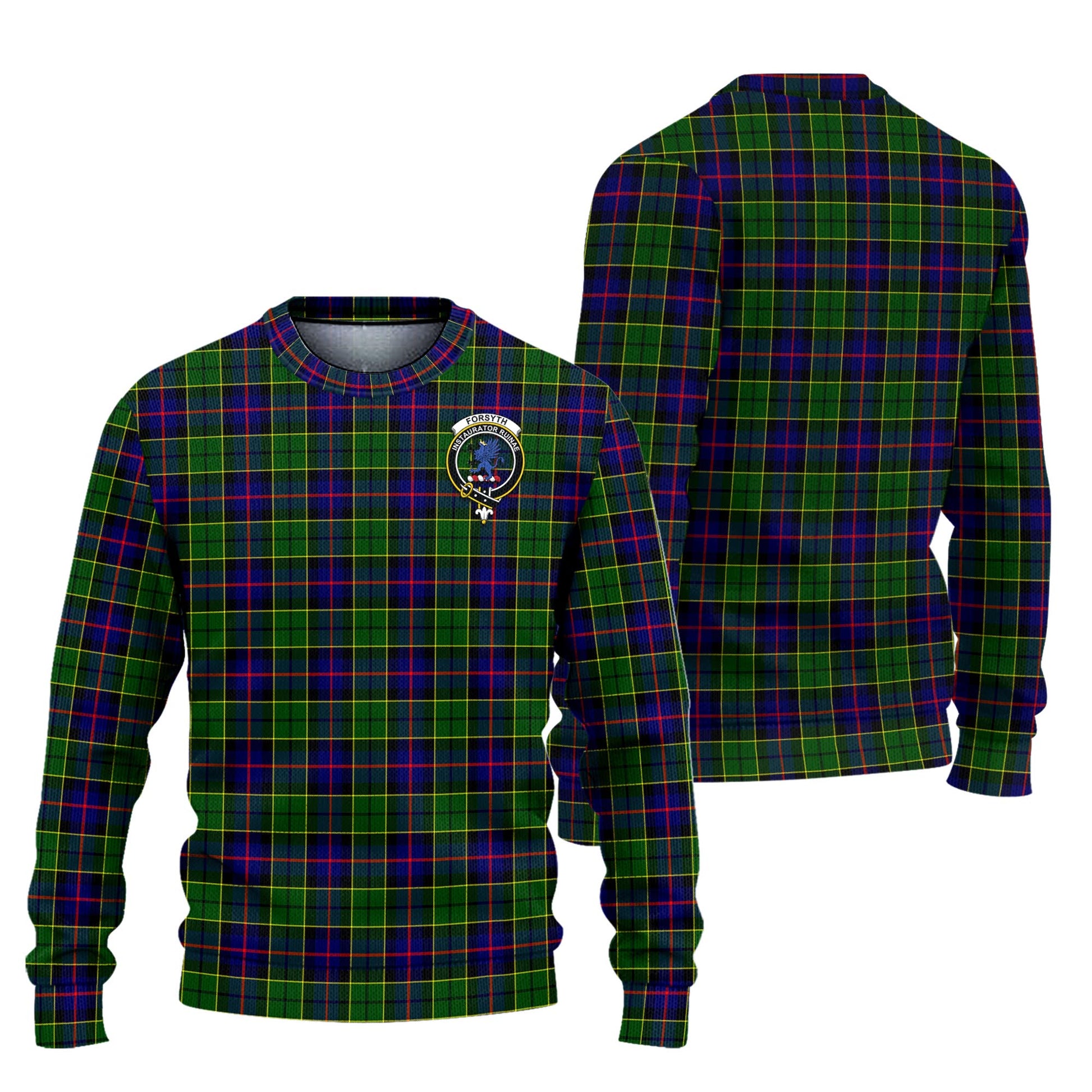 Forsyth Modern Tartan Knitted Sweater with Family Crest Unisex - Tartanvibesclothing