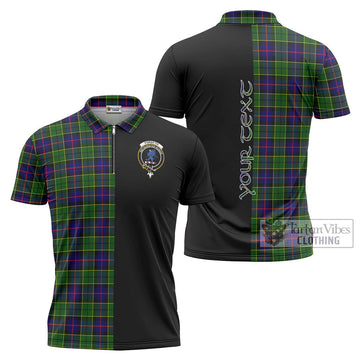 Forsyth Modern Tartan Zipper Polo Shirt with Family Crest and Half Of Me Style