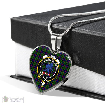 Forsyth Modern Tartan Heart Necklace with Family Crest