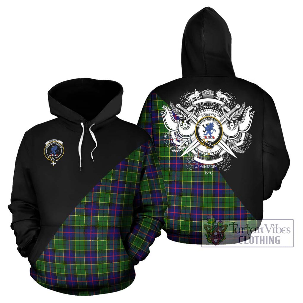 Forsyth Modern Tartan Hoodie with Family Crest and Military Logo Style Zip Hoodie - Tartanvibesclothing Shop