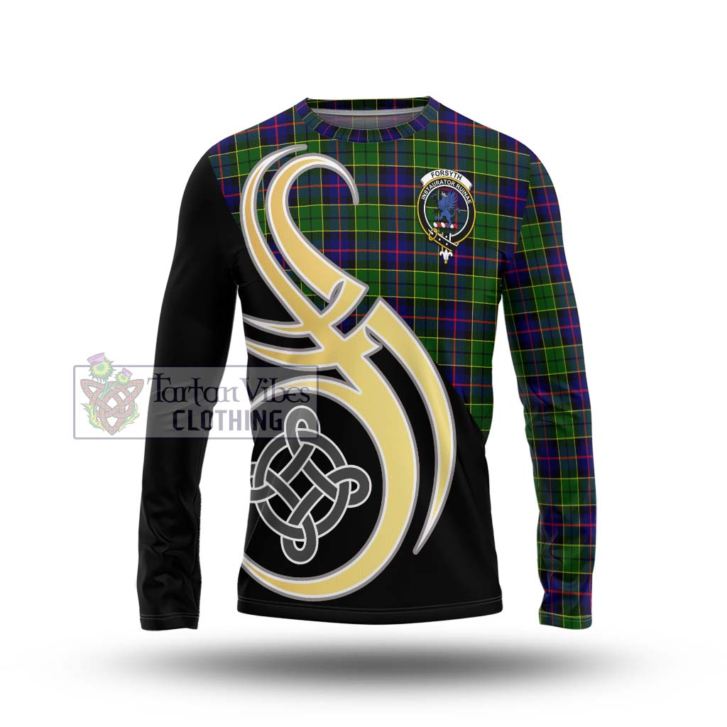 Forsyth Modern Tartan Long Sleeve T-Shirt with Family Crest and Celtic Symbol Style Unisex - Tartan Vibes Clothing