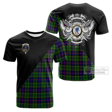 Forsyth Modern Tartan Cotton T-shirt with Family Crest and Military Logo Style