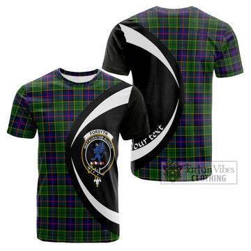 Forsyth Modern Tartan Cotton T-shirt with Family Crest Circle Style