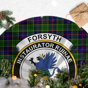 Forsyth Modern Tartan Christmas Tree Skirt with Family Crest