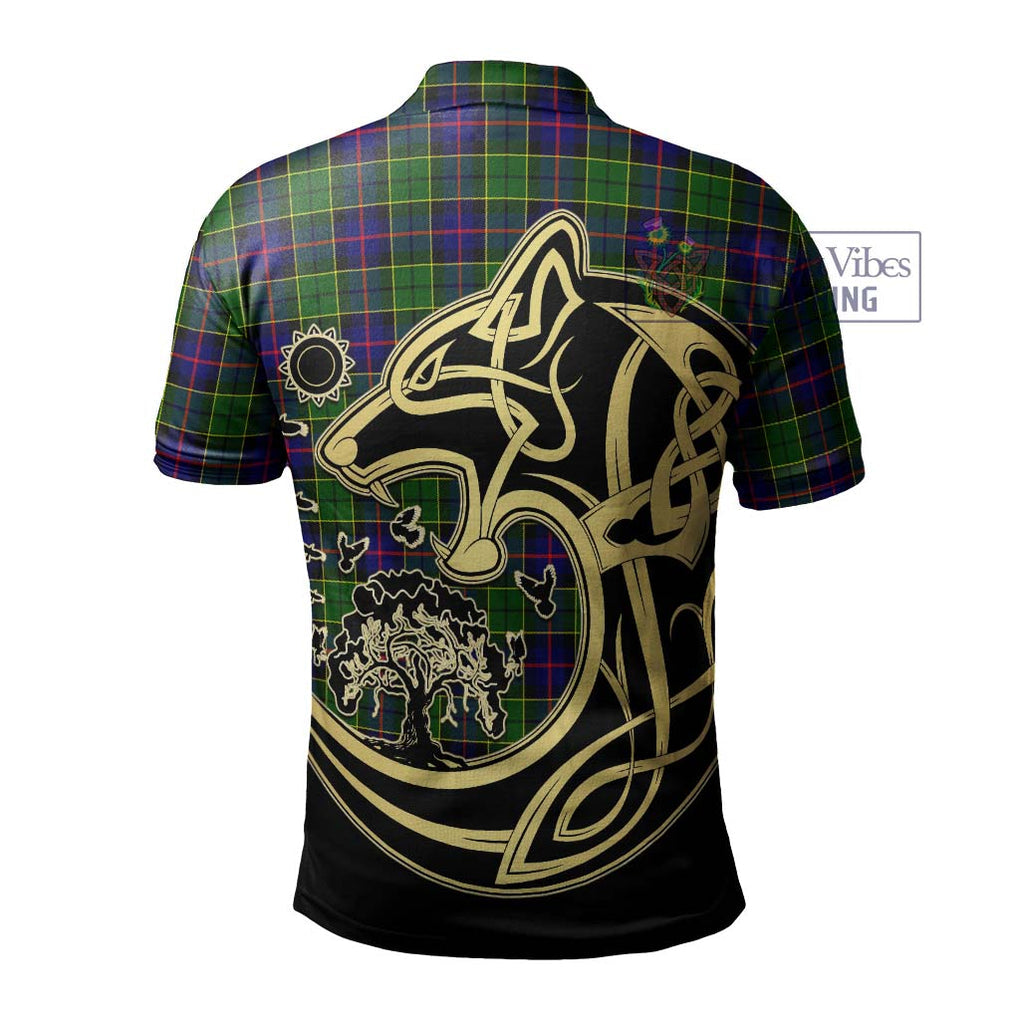 Forsyth Modern Tartan Polo Shirt with Family Crest Celtic Wolf Style - Tartanvibesclothing Shop