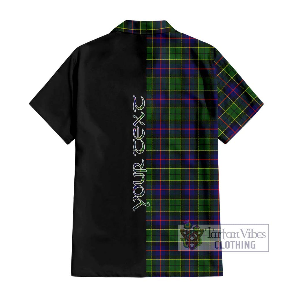 Forsyth Modern Tartan Short Sleeve Button Shirt with Family Crest and Half Of Me Style - Tartanvibesclothing Shop