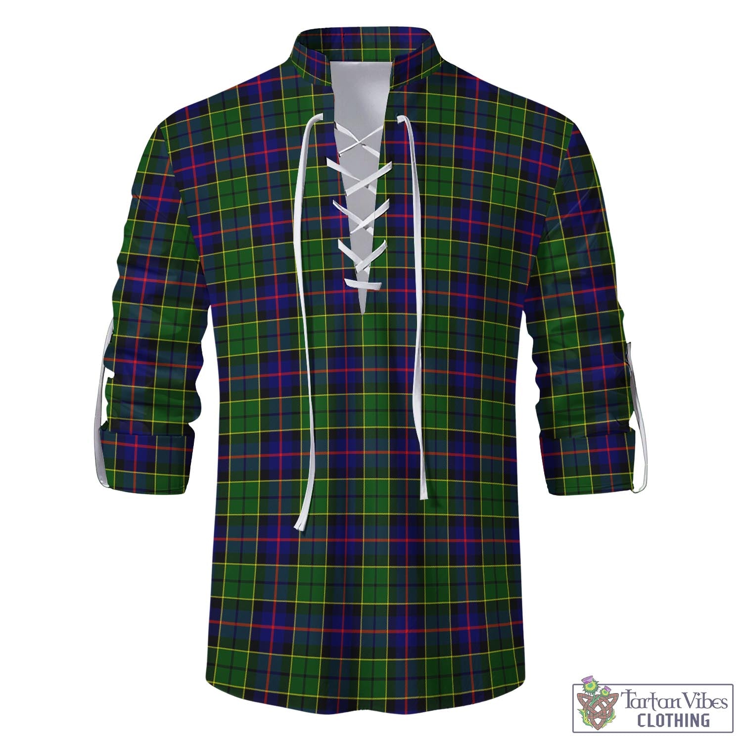 Tartan Vibes Clothing Forsyth Modern Tartan Men's Scottish Traditional Jacobite Ghillie Kilt Shirt