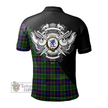 Forsyth Modern Tartan Polo Shirt with Family Crest and Military Logo Style