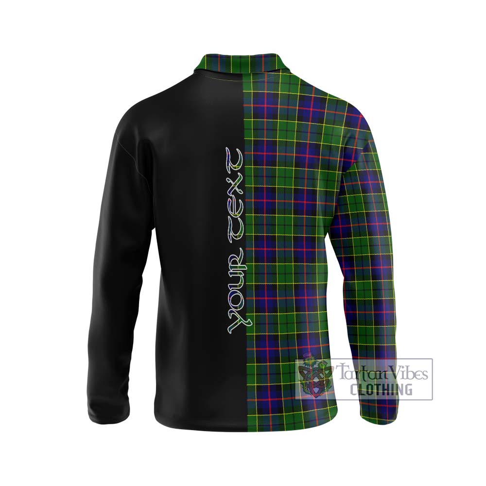 Forsyth Modern Tartan Long Sleeve Polo Shirt with Family Crest and Half Of Me Style - Tartanvibesclothing Shop