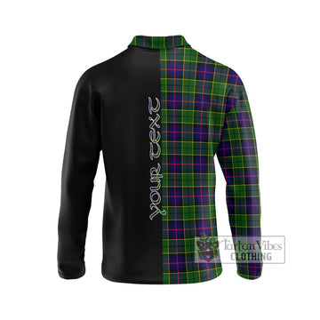 Forsyth Modern Tartan Long Sleeve Polo Shirt with Family Crest and Half Of Me Style