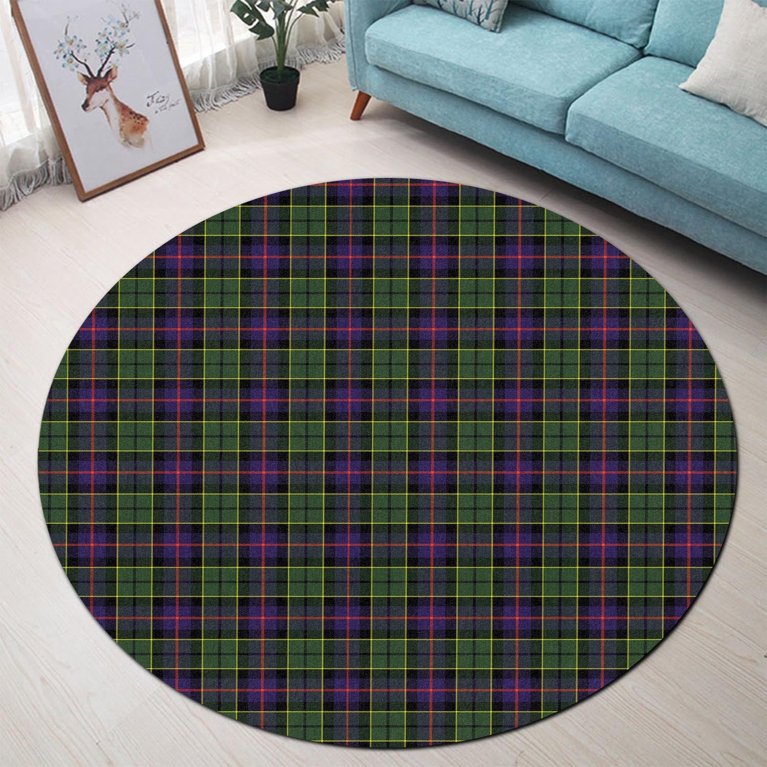 Forsyth Modern Tartan Round Rug - Tartanvibesclothing