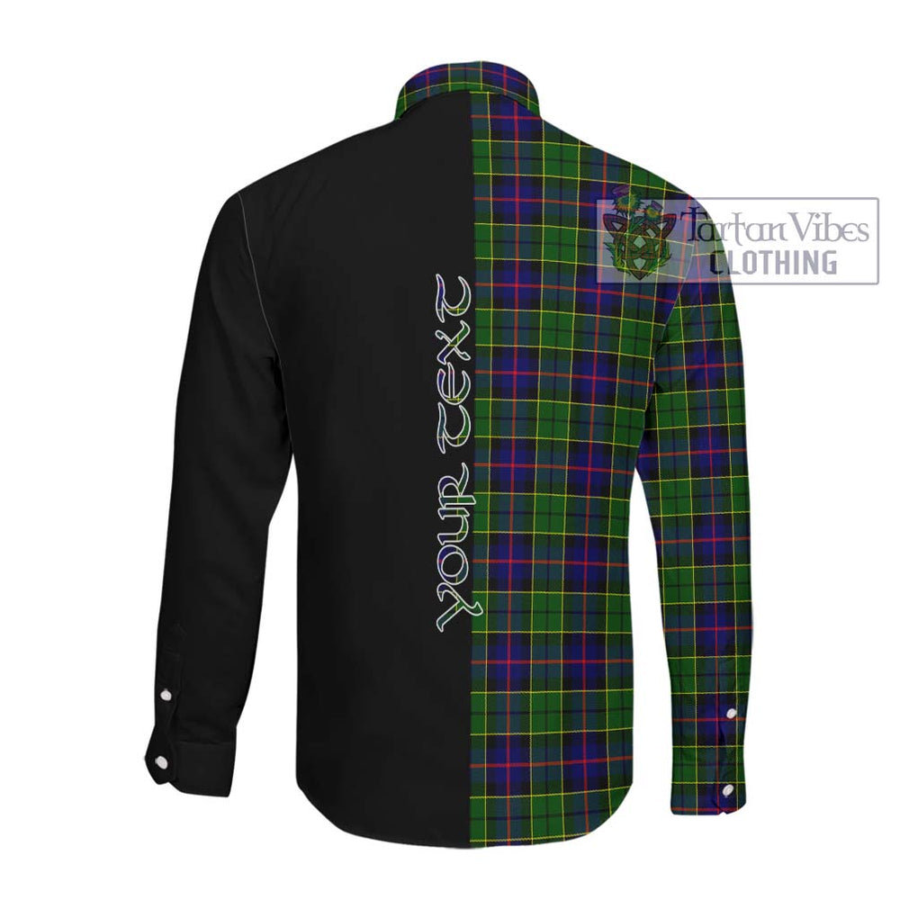 Forsyth Modern Tartan Long Sleeve Button Shirt with Family Crest and Half Of Me Style Men's Shirt - Tartanvibesclothing Shop