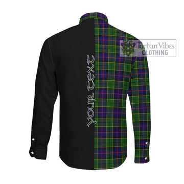 Forsyth Modern Tartan Long Sleeve Button Shirt with Family Crest and Half Of Me Style