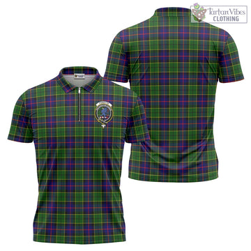 Forsyth Modern Tartan Zipper Polo Shirt with Family Crest