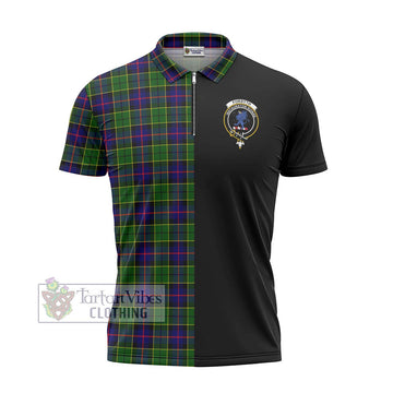 Forsyth Modern Tartan Zipper Polo Shirt with Family Crest and Half Of Me Style