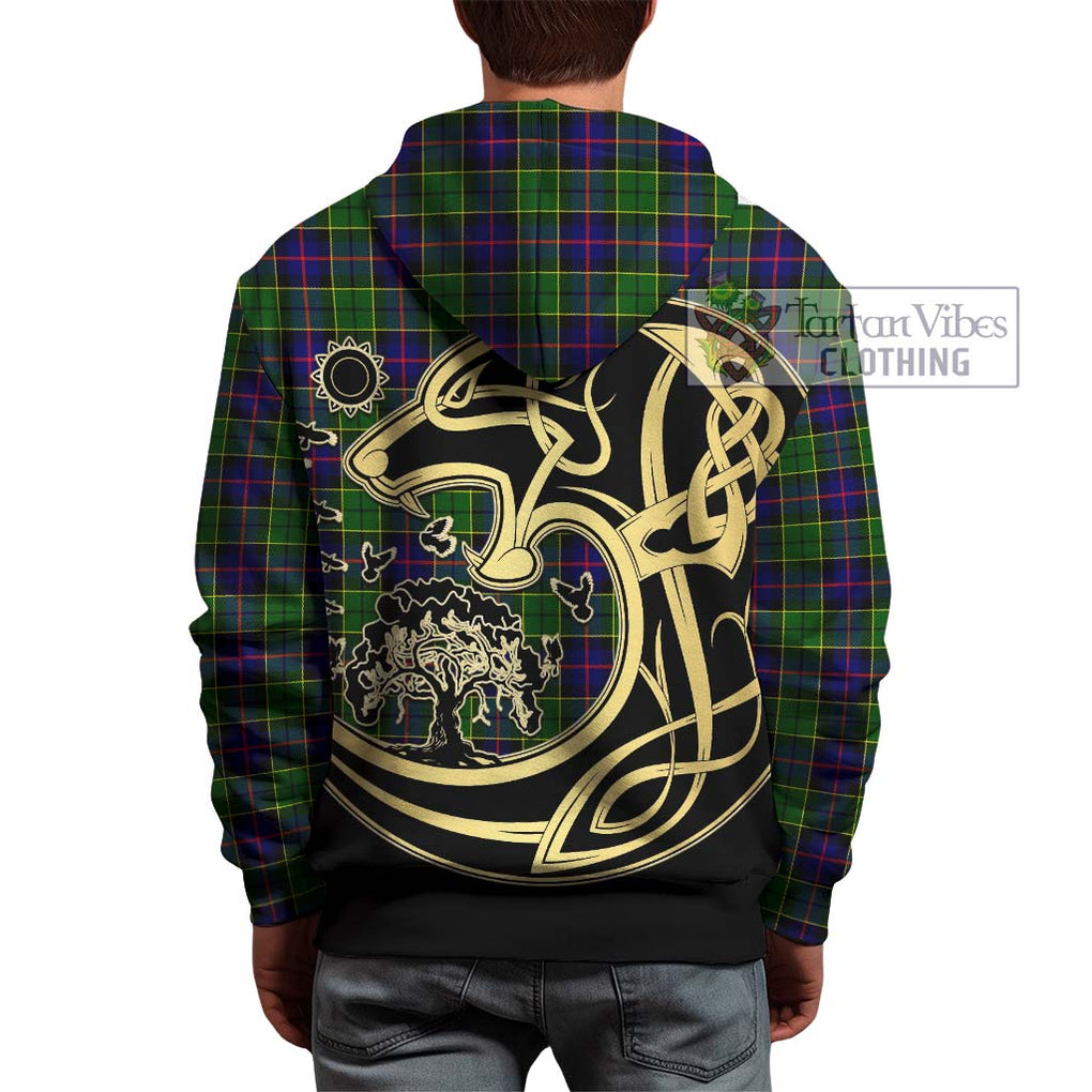 Forsyth Modern Tartan Hoodie with Family Crest Celtic Wolf Style - Tartan Vibes Clothing