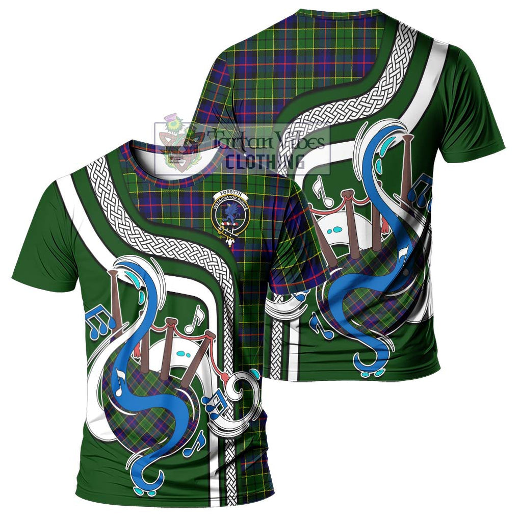 Forsyth Modern Tartan T-Shirt with Epic Bagpipe Style - Tartanvibesclothing Shop