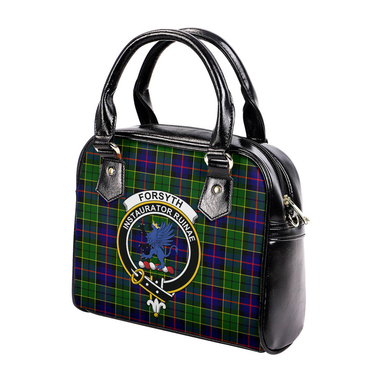 Forsyth Modern Tartan Shoulder Handbags with Family Crest - Tartanvibesclothing