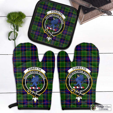 Forsyth Modern Tartan Combo Oven Mitt & Pot-Holder with Family Crest