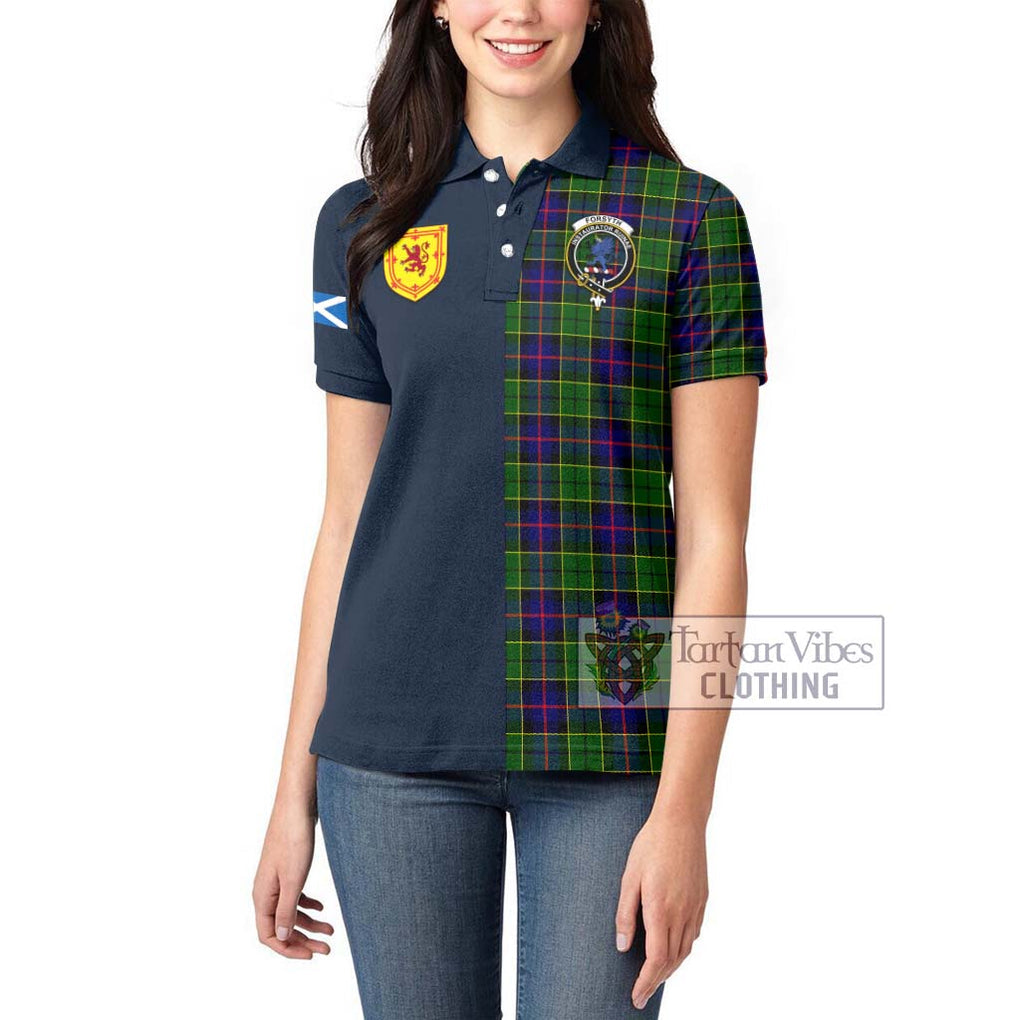 Tartan Vibes Clothing Forsyth Modern Tartan Women's Polo Shirt with Scottish Lion Royal Arm Half Style