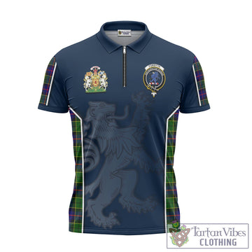 Forsyth Modern Tartan Zipper Polo Shirt with Family Crest and Lion Rampant Vibes Sport Style