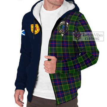 Forsyth Modern Tartan Sherpa Hoodie Alba with Scottish Lion Royal Arm Half Style