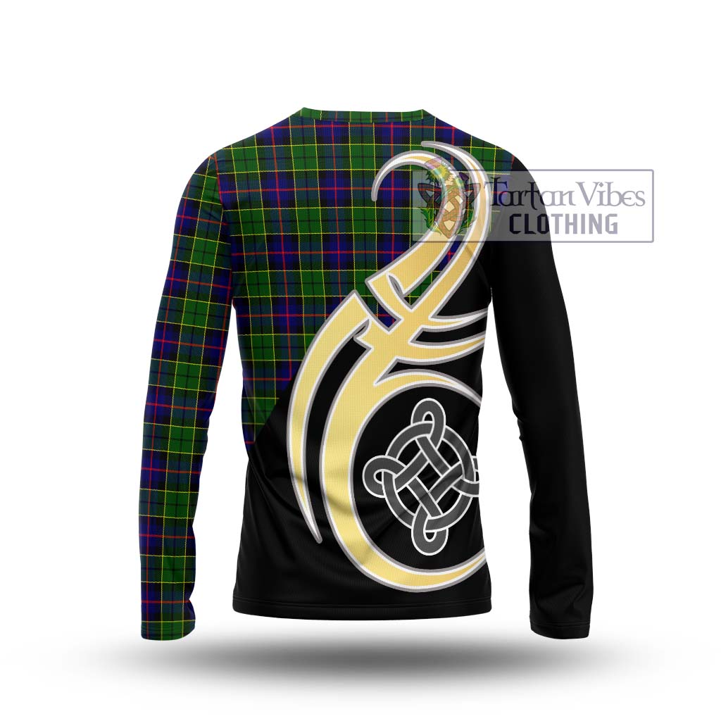 Forsyth Modern Tartan Long Sleeve T-Shirt with Family Crest and Celtic Symbol Style - Tartan Vibes Clothing