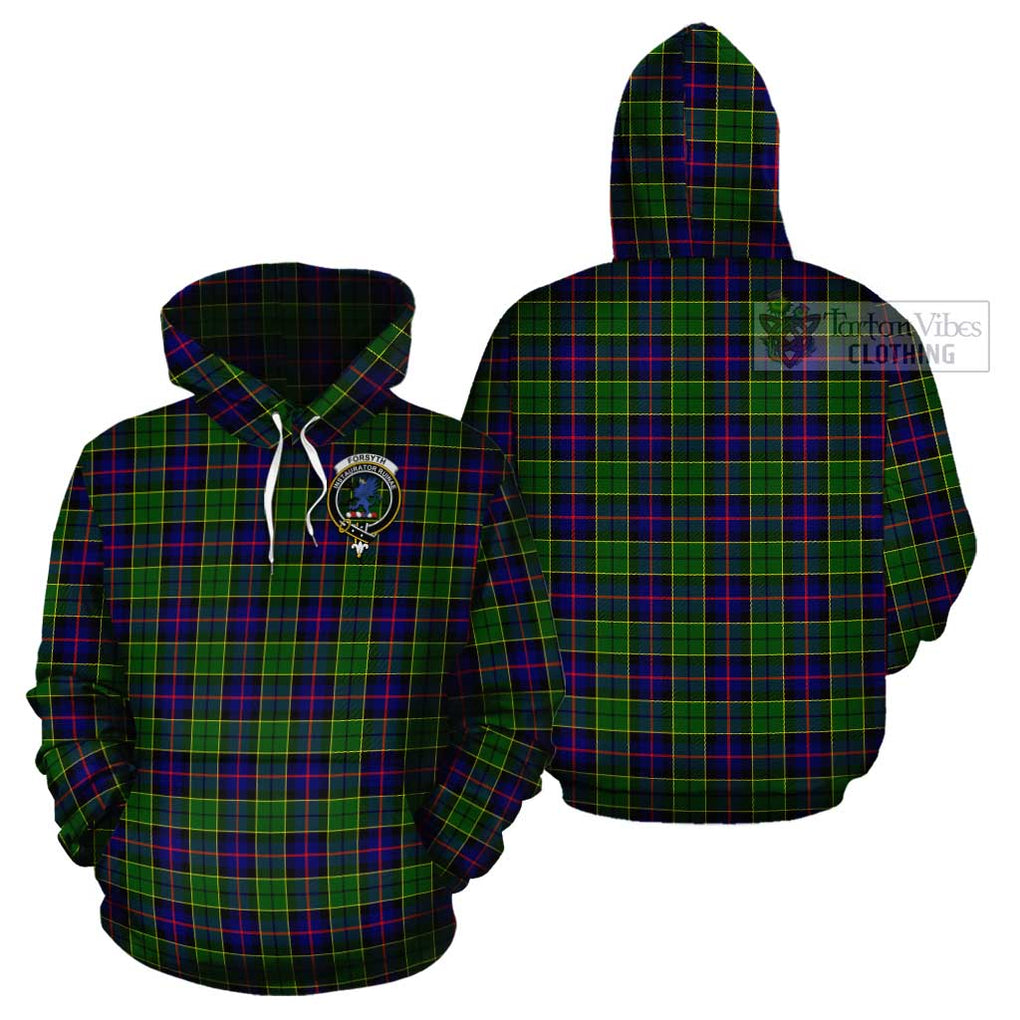 Forsyth Modern Tartan Cotton Hoodie with Family Crest Pullover Hoodie - Tartan Vibes Clothing