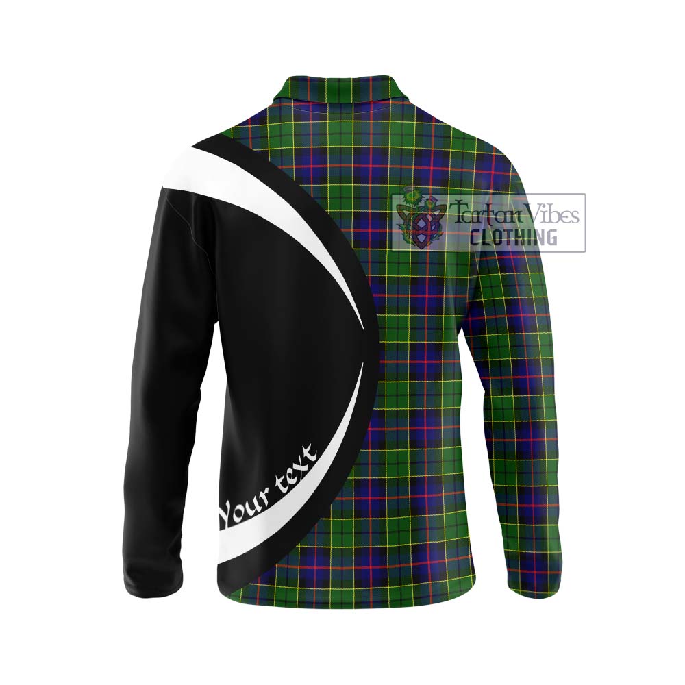 Forsyth Modern Tartan Long Sleeve Polo Shirt with Family Crest Circle Style - Tartan Vibes Clothing