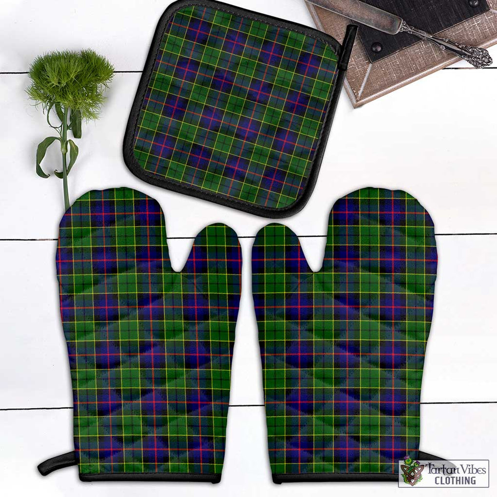 Forsyth Modern Tartan Combo Oven Mitt & Pot-Holder Combo 1 Oven Mitt & 1 Pot-Holder Black - Tartan Vibes Clothing